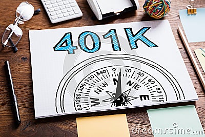 401k Pension Plan In Notebook Stock Photo