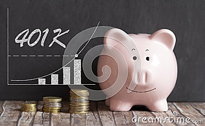 401K piggy bank concept Stock Photo