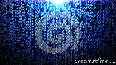 8K Random Binary Code Abstract Background in Blue Color Theme with Gradient Light ver.1 Stock Photo