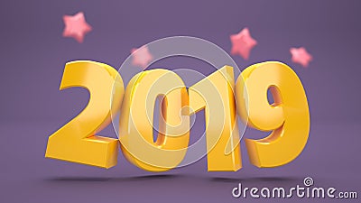 4k rialstic 3d New Year Wallpaper 2019 Stock Photo