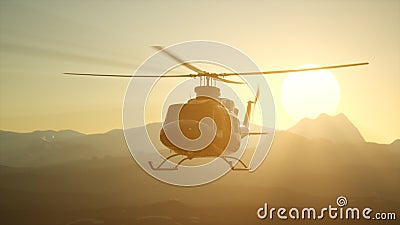 8K Slow Motion United States military helicopter in Vietnam Stock Photo