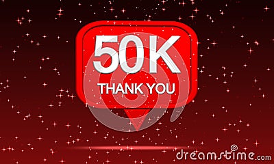 50k Social Media Celebration. 3D Design of Red Like Bubble Sign Stock Photo