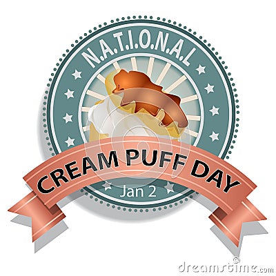 National Cream Puff Day Sign and Badge Vector Stock Photo