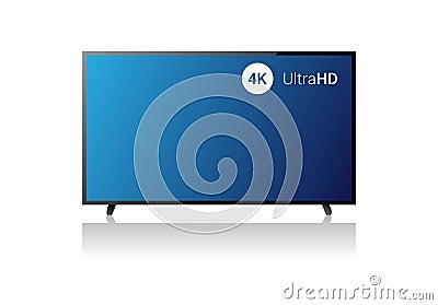 4k TV Vector Screen. UHD Sign. TV Ultra HD Resolution Format. Isolated Illustration. Ultra HD TV. creen smart tv in modern ultra Cartoon Illustration