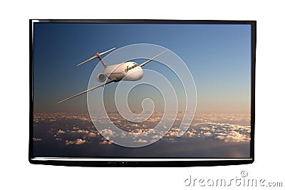 4K TV on the wall isolated Stock Photo