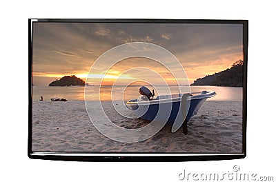 4K TV on the wall Stock Photo