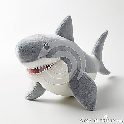 32k Uhd Gray Stuffed Shark Plush Toy - Photorealistic Oversized Plushie Stock Photo