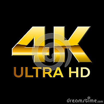 4k Ultra HD format logo with shiny chrome letters Vector Illustration