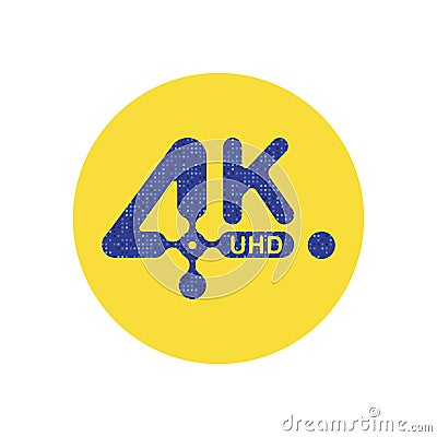 4K Ultra HD icon. Cartoon Illustration