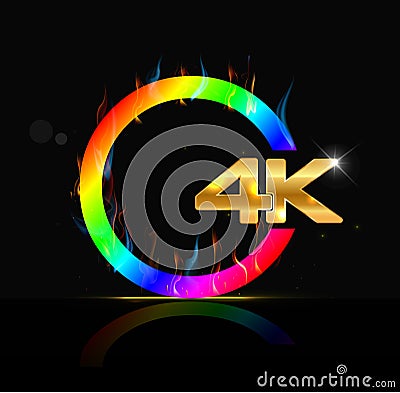 4K ultra HD sign on black background Vector Illustration