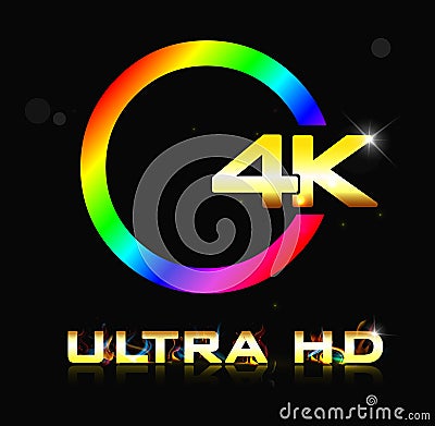 4K ultra HD sign isolated on black background Vector Illustration