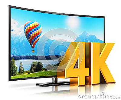 4K UltraHD curved TV Cartoon Illustration