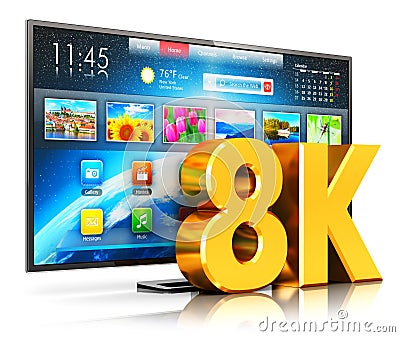 8K UltraHD smart TV Cartoon Illustration