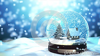 4K ικανό Snowflake σφαιρών χιονιού Χριστουγέννων βρόχων με τις χιονοπτώσεις στο μπλε υπόβαθρο 4K ικανό Snowflake σφαιρών χιονιού Χριστουγέννων βρόχων με τις χιονοπτώσεις στο μπλε υπόβαθρο