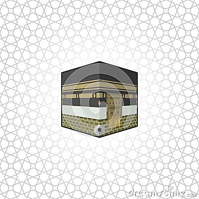 Kaaba Building at The Center Great Mosque of Mecca Vector Illustration