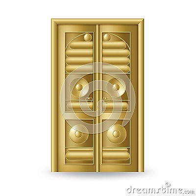Kaaba golden door icon. Realistic gold design Vector Illustration