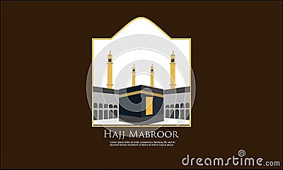 Islamic pilgrimage with kaaba for hajj mabroor Vector Illustration