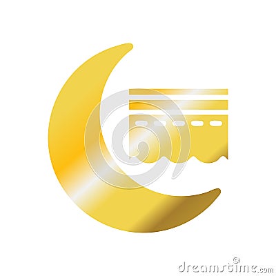 Kaaba icon solid gradient golden colour ramadan symbol illustration perfect Vector Illustration