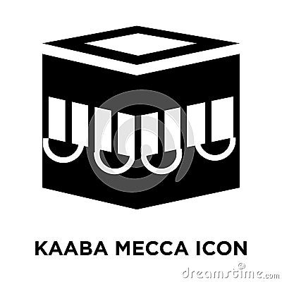 Kaaba Mecca icon vector isolated on white background, logo concept of Kaaba Mecca sign on transparent background, black filled Vector Illustration