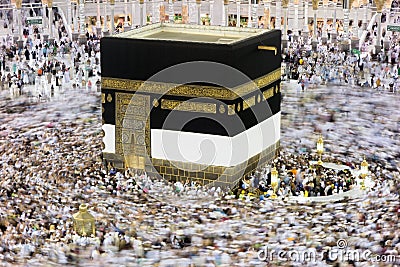 Kaaba in Mecca Saudi Arabia at Night Stock Photo