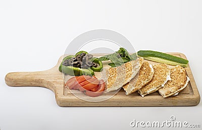 Kaak with labneh served with veggies on white Stock Photo