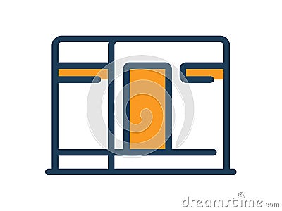 Kaba islam building single isolated icon with dash or dashed line style Vector Illustration