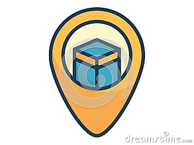 Kaba mecca pin location single isolated icon with filled line style Vector Illustration