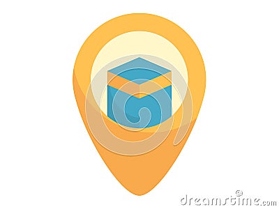 Kaba mecca pin location single isolated icon with flat style Vector Illustration