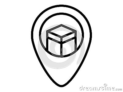 Kaba mecca pin location single isolated icon with outline style Vector Illustration
