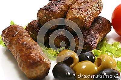 Kabob rolls and olives Stock Photo