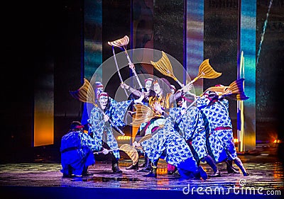 Kabuki spectacle at the Fountains of Bellagio Editorial Stock Photo