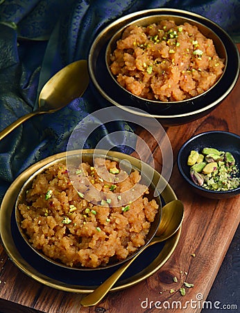 Kada Prasad or Aate ka Halwa Stock Photo