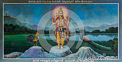 Murugan and the split of Surapadman, Kadirampura, Karnataka, India Editorial Stock Photo