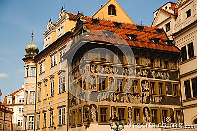 Kafka family home on Old Town Square in Prague, Czech Republic Editorial Stock Photo