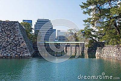 Takamatsu Castle Tamamo Park in Takamatsu, Kagawa, Japan. The Castle originally built in 1590 and Stock Photo