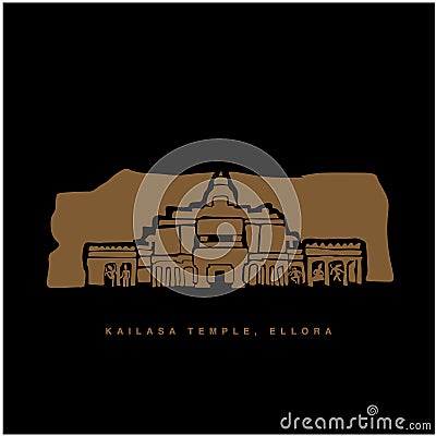 Kailas temple, Ellora vector icon. Lord shankar ancient tmple Vector Illustration