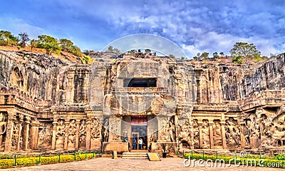 The Kailasa temple, the biggest temple at Ellora Caves. UNESCO world heritage site in Maharashtra, India Stock Photo