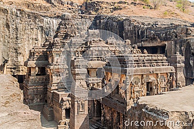 Kailasa Temple in Ellora, Maharasthra state, Ind Stock Photo