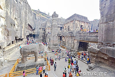 Kailash Temple or Kailasa Temple, Cave No. 16 of Ellora Caves Editorial Stock Photo