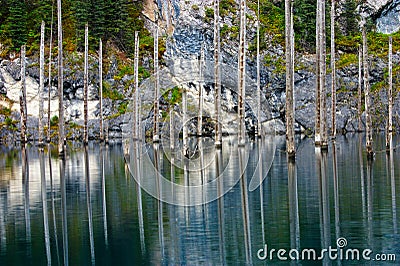 Kaindy Lake in Tien Shan mountain Stock Photo