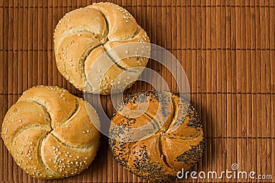 Kaiser bread roll with seeds Stock Photo