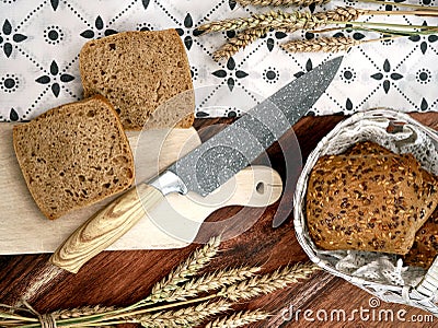 Multigrain kaiser rolls. Homemade bread from Poland. Stock Photo