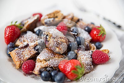 Kaiserschmarrn - German pancakes with berries Stock Photo