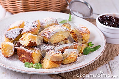 Kaiserschmarrn - traditional austrian pancake dessert with raisins Stock Photo