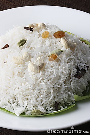 Kaju Kismis Pulao from India Stock Photo