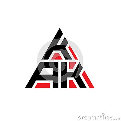 KAK triangle letter logo design with triangle shape. KAK triangle logo design monogram. KAK triangle vector logo template with red Vector Illustration