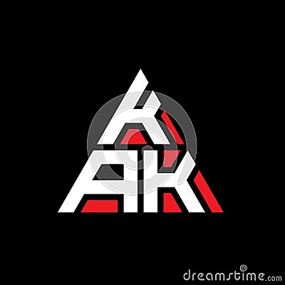 KAK triangle letter logo design with triangle shape. KAK triangle logo design monogram. KAK triangle vector logo template with red Vector Illustration