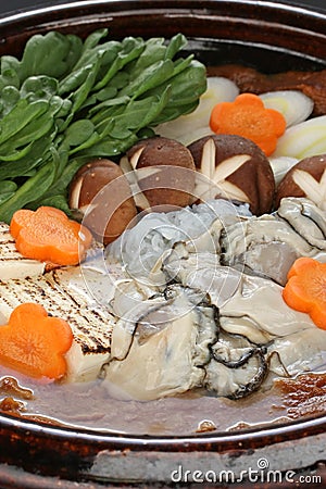 Kaki dotenabe , oyster cooked in a pot Stock Photo