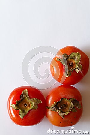 Kaki fuit with white background. Stock Photo