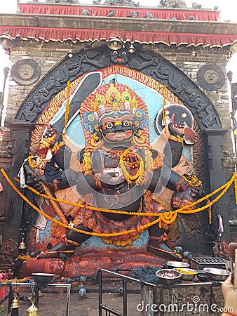 Kal Bhairav a huge stone statue Stock Photo